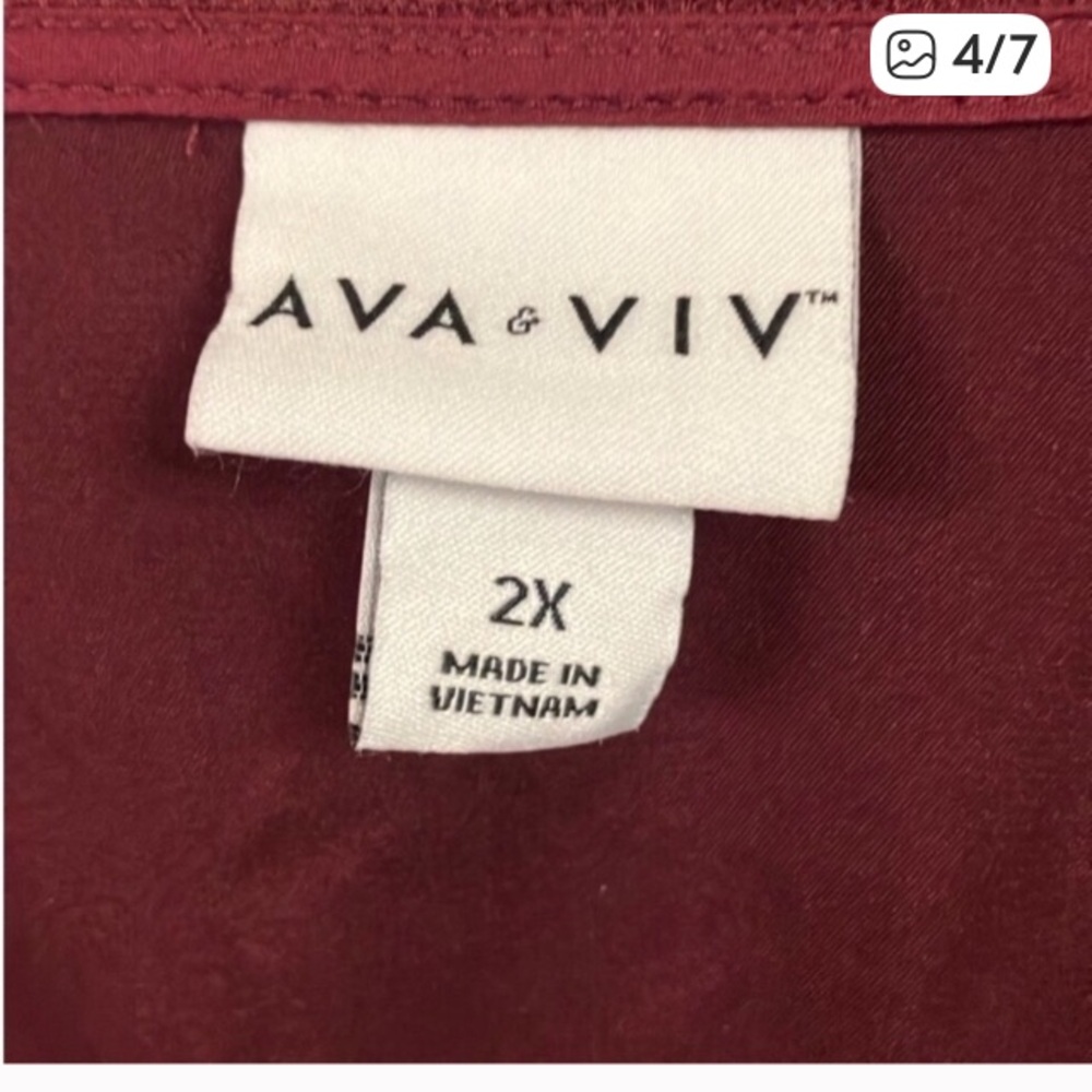 3/$15 ❤️ Ava & Viv wine colored detailed shirt 2x - Picture 3 of 7